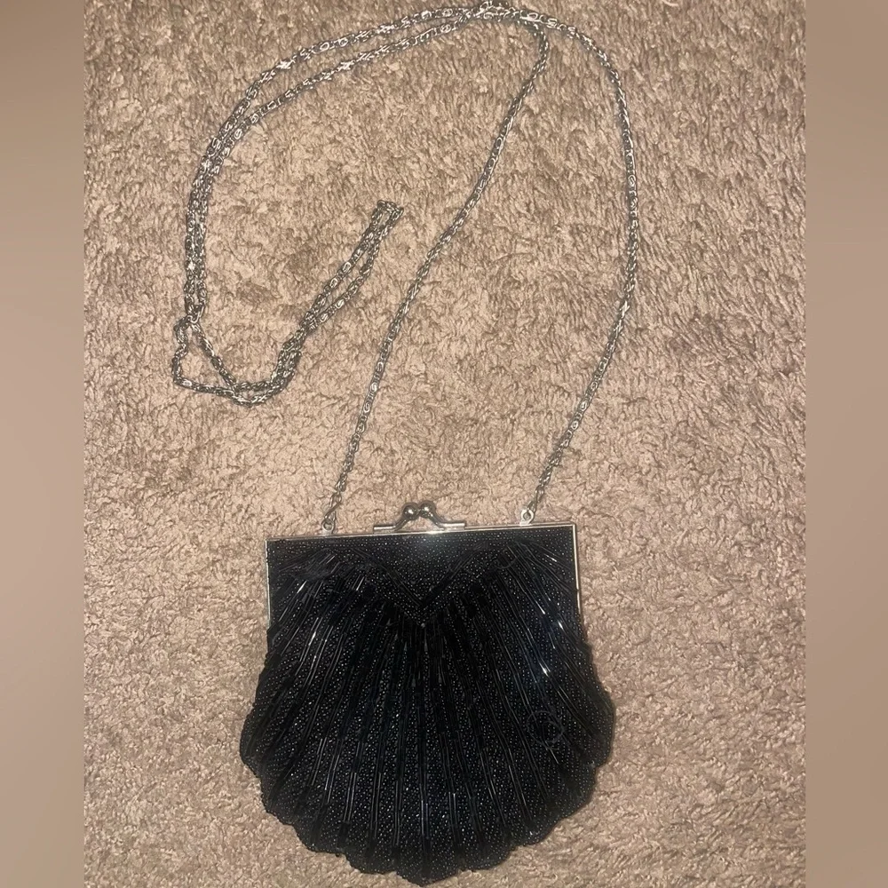 Vintage Black Beaded Evening Clutch Bag - Picture 4 of 7